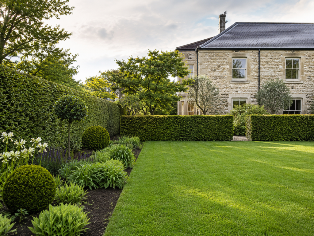 New garden patio and landscaped seating area